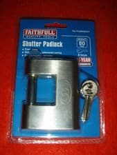 Image of Faithfull, Brass Shutter Padlock, 80mm, New
