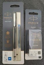 Image of Parker Vector Fountain Pen, Medium, Blue Ink + Refill Pack, Black Ink,