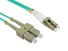 Image of 5m OM4 Aqua Fibre Optic LC SC Duplex MM 50 125 Patch LSZH Cable [007262]