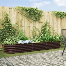 Image of Brown Garden Raised Bed 320x80x44 cm Galvanized Steel vidaXL