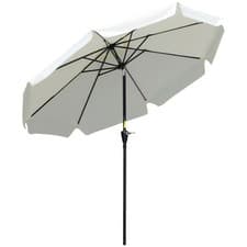 Image of Outsunny 2.7m Patio Umbrella Garden Parasol with Crank, Ruffles, 8 Ribs, White