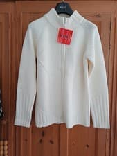 Image of CREAM ZIPPED HIGH NECK CARDIGAN SIZE 18 NEW