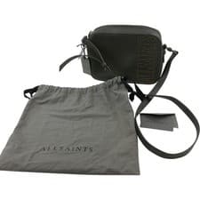 Image of AllSaints Crossbody Bag Studded Logo Leather Khaki Green Dust Bag RRP £99