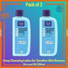 Image of Clean & Clear Deep Cleansing Lotion for Sensitive Skin, 200 ml (Pack of 2) | UK