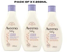 Image of Aveeno Baby Calming Comfort Bedtime Bath and Wash 250 ml Pack of 3 Free Delivery