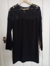 Image of DKNY Black Lace Detail Dress