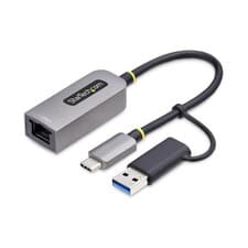 Image of StarTech.com USB-C to Ethernet Adapter with USB-A Dongle 10/100/1000Mbps USB 3.0