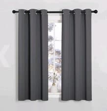 Image of Grey Blackout Energy Save Curtains Insulated Eyelet 2 Panels both "W37 X L54"