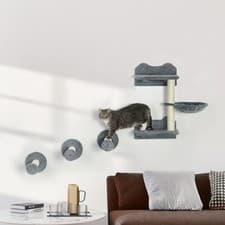 Image of Cat Shelf with Scratching Post, Wall-Mounted Cat Tree for Indoor Cat Refurbished