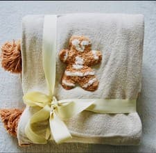 Image of 100% Cotton Natural Look Tufted Gingerbread Man ChristmasThrow Blanket 120x150cm