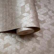 Image of Taupe Metallic Geometric Wallpaper Textured Heavy Italian Vinyl Grey Brown Mix