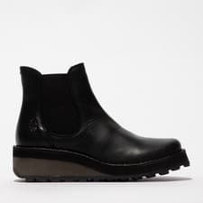Image of Womens Fly London HUDD Wedged Heeled Chelsea Leather Ankle Boots Sizes 4 to 8