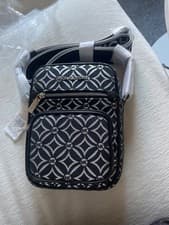 Image of Michael Kors jet set crossbody bag black and silver brand new with tags