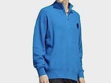 Image of adidas MEN'S BLUE VERSION Club Knit Sweater JUMPER Pullover Blue XL BNWT XL