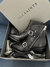 Image of Allsaints Women Blackleather Boots UK Size 4