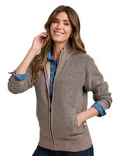 Image of Ladies Knitted Fleece Lined Zip Cardigan by Amber