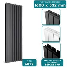 Image of White Horizontal Flat Panel Column Designer Radiator Modern Central Heating Rads