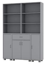 Image of 4 Door 6 Shelf Bookshelf 1 Drawer Storage Cabinet Bookcase Cupboard Display Unit