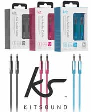 Image of Kitsound 1m 3.5mm Jack Aux Cable STEREO Audio Auxiliary Lead PC Car Headphone