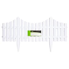 Image of 33cm 4 Piece Set White Wood Effect Picket Fence Garden Edging 