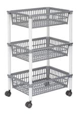 Image of Argos Home 3 Tier Plastic Vegetable Trolley - Grey and White