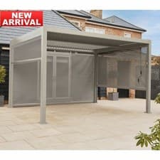 Image of Alvivo 9ft 8" x 13ft 3" (3 x 4m) Beige Louvered Aluminium Pergola Bundle with 3