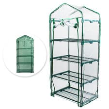 Image of 4 TIER MINI GREENHOUSE OUTDOOR PLANT GROWHOUSE GARDEN PVC PE COVER GREEN HOUSE