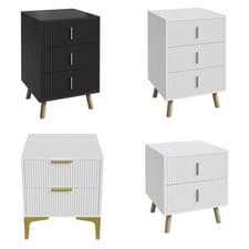 Image of 2/3 Drawers Bedside Table Nightstand Bedside Storage Cabinet Bedroom Furniture