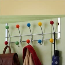 Image of Multi Color Over Door DOUBLE HOOK Safe Round Plastic Rack Robe Towel Coat Hanger