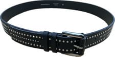 Image of Emporio Armani Womens Metal Studded Leather Belt 75cm (fits 26”) Black RRP £175