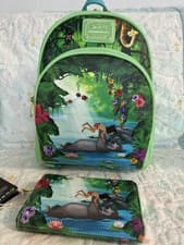 Image of NWT Disney Loungefly Jungle Book Bare Necessities Mini Backpack & Wallet