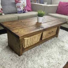 Image of Lymington Handmade Rustic Wood Coffee Table with Shelf Storage