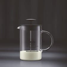 Image of BODUM LATTE MILK FROTHER WITH GLASS HANDLE, 0.25L, 8OZ - BLACK