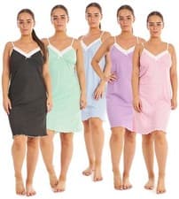 Image of Ladies Strappy Lace Nightwear 100% Cotton Heart Summer Short Nightdress M to 3XL