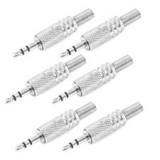 Image of 6 x HQ 3.5 mm Nickle Plated Silver Stereo Jack Plug Metal Body Connector 3.5mm