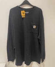 Image of Carhartt Workwear K126 Pocket Long T-Shirt Size 2XL Long Sleeve Black New Tags