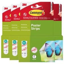 Image of 4 x 12 Command Damage-Free Hanging Poster Strips Self Adhesive 17024-12-UKN