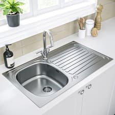 Image of Single Bowl Inset Chrome Stainless Steel Kitchen Sink with  BUN/BeBa_26179/77400