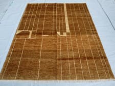 Image of New Luxury Moroccan Beni Ourain Berber Wool Rug Color Brown Design Carpet Rug