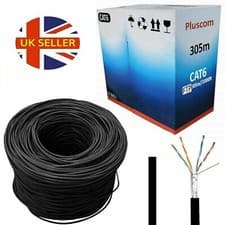 Image of 305M RJ45 Cat5e-Cat6 Ethernet Network IN/OUTDOOR FTP UTP Roll Cable Lead Lot UK