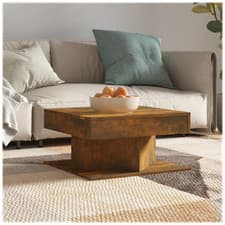 Image of Coffee Table Smoked Oak 57x57x30 cm Engineered Wood Square Modern Minimalist Low