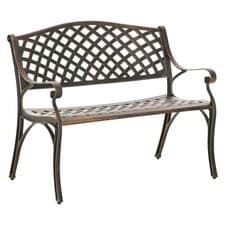 Image of Outsunny Cast Aluminium Garden Bench 2 Seater Antique Park Loveseat, Bronze