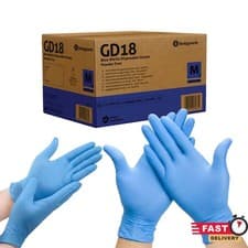 Image of Nitrile Blue Disposable Gloves, Latex & Powder Free, All Sizes 100 500 1000 2000