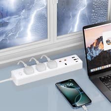 Image of UK 10A 4 Way Trailing Socket Mains Power Extension Lead with USB-C & 2 USB Slots