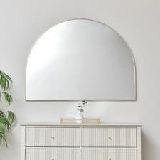 Image of Large Gold Arched Wall Mirror 90cm x 120cm minimalist thin framed overmantle