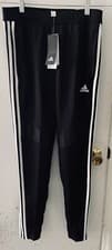 Image of Adidas Track Pants Women's XS Black Tapered Football Fit Zip Ankle Aeroready NWT