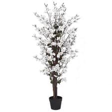 Image of Artificial Blossom Tree 120cm White Silk-Effect Realistic Potted Indoor Planter