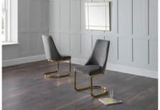 Image of Julian Bowen Vittoria Grey/Gold & Blue/Gold Velvet Cantilever Dining Chair