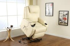 Image of CINEMO ELECTRIC RISE RECLINER LEATHER MASSEAGE HEAT ARMCHAIR SOFA LOUNGE CHAIR