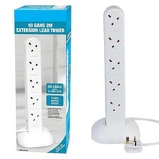 Image of 4 Gang Way UK Mains Plug Power Extension Lead Cable Electricity Cord 2 5 10 M